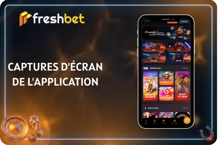 Fresh Bet App — captures d'écran de l'interface mobile iOS et Android